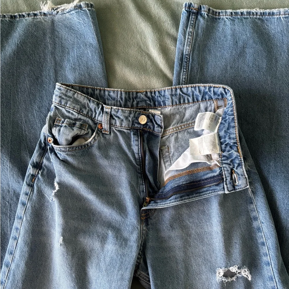 H&M Blue Distressed Wide Leg Jeans - Picture 8 of 16